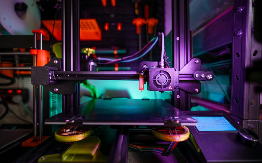 Colorful 3D printer in operation