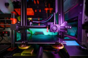Colorful 3D printer in operation