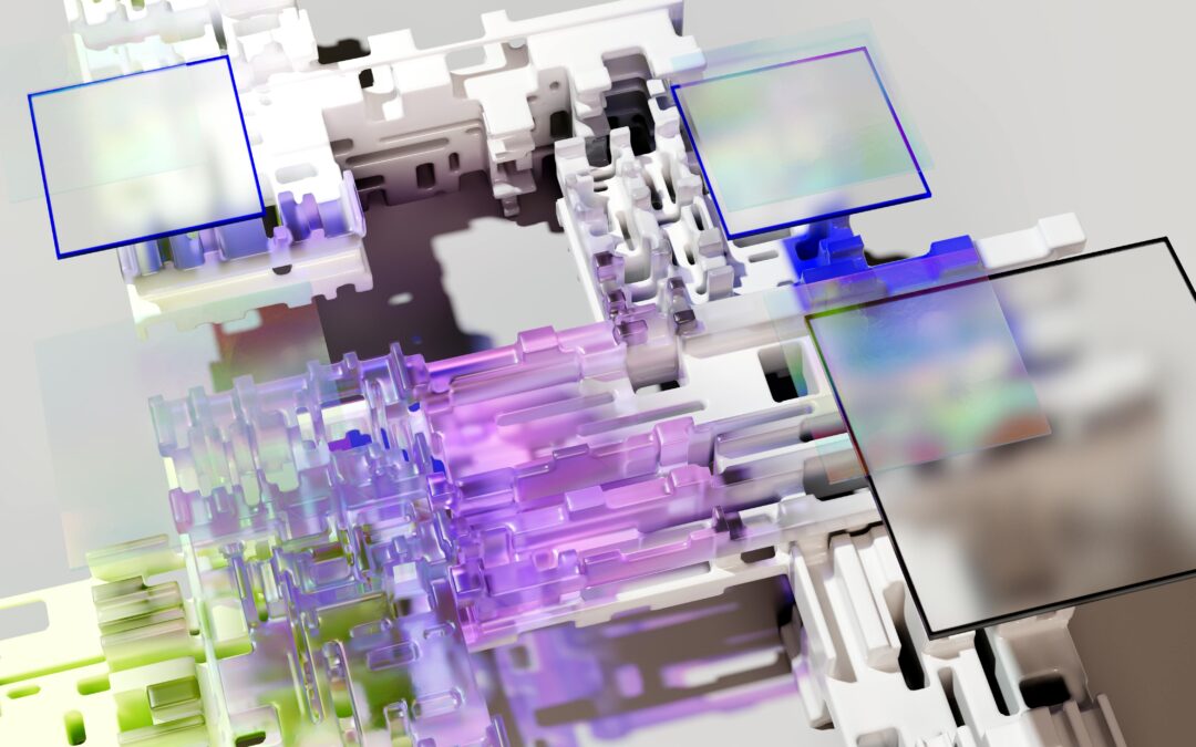 Abstract geometric digital art with colorful shapes.